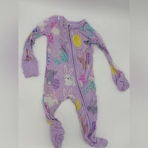 Little Sleepies Purple Bunnies Easter Print Baby Footsie PJs 0-3m